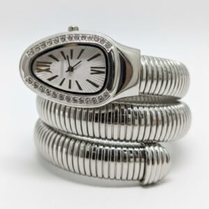 Artisanal Serpenti-Style Tubogas Triple-Coil Wrap Watch with Crystal-Embellished Guilloch? Dial (Without Box)