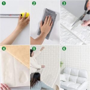 3d Wall Sticker White Brick Sheet | Bedroom Home Decor Waterproof Self Adhesive Living Room Wallpaper(70?77 cm)