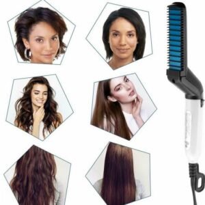 Professional Men?s Electric Hair Straightener Comb ? 2-in-1 Quick Beard Stylist & Hair Volumizer, Anti-Scald Ceramic Heating Modeling Brush