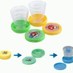 Pack of 2  Magic Glass for Kids, Folding Collapsible Magic Cup, Foldable Mug Glass for Travel, Outdoors, Hiking (Random Color)