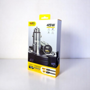 Car45 Volt Series ? Dual Port Smart Car Charger (with V999 4-in-1 Cable) | Car Charger - Portable Charger For Car | Vizo Car Charger | Vizo Car45