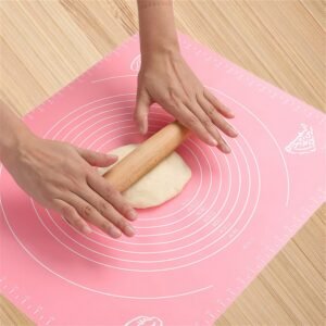 Silicone Baking Roti Mat With Measurements Heat Resistant | Non Stick Flour Rolling Mat | Baking Kneading Dough Pad (Random Color)