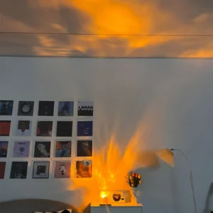 Dynamic Rotating Water Ripple Night Light 3 Colors Flame Crystal Lamp for Living Room Study Bedroom (with remote Attached USB cable)