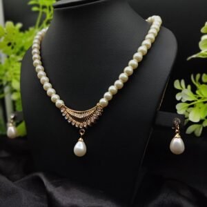? Imported Pearl Perfection Dual-Strand Necklace Set with Elegant Teardrop Pendant ? | Artificial Necklace For Girls & Women