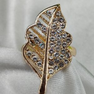 1 Piece Imported Elegant Crystal-Studded Leaf Ring | Best Quality Ring For Girls & Women | Adjustable Ring | Elegant Design Ring For Every Occasion?