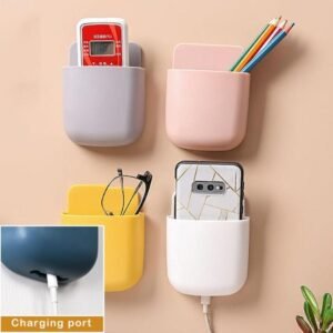 1 Pcs?U Shape Wall Mounted Mobile And Remote Holder |?Wall Mounted Storage Case for Remote, Toothbrush, Mobile Phone Plug Holder | Multifunctional Storage Holder (random color)