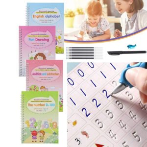 4 Pcs Set Magic Practice Copybook Book For Kids Calligraphy English Letter Baby Drawing Magic Book Calligraphy Lettering
